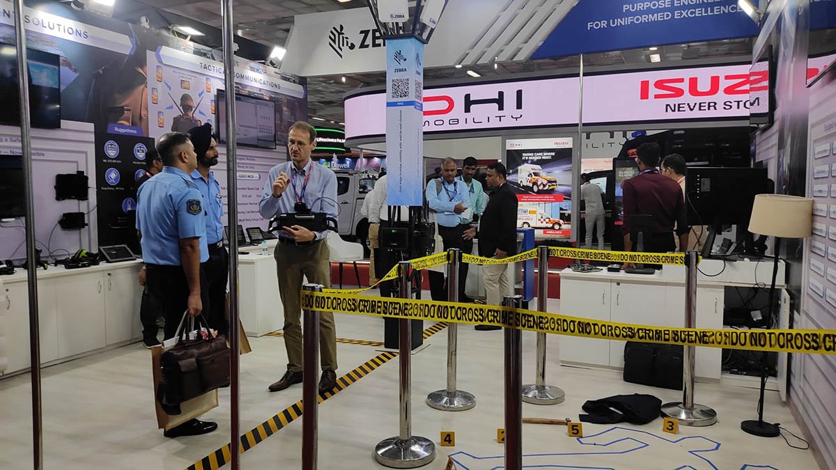 Live forensic and security technology demonstration at an exhibition stand